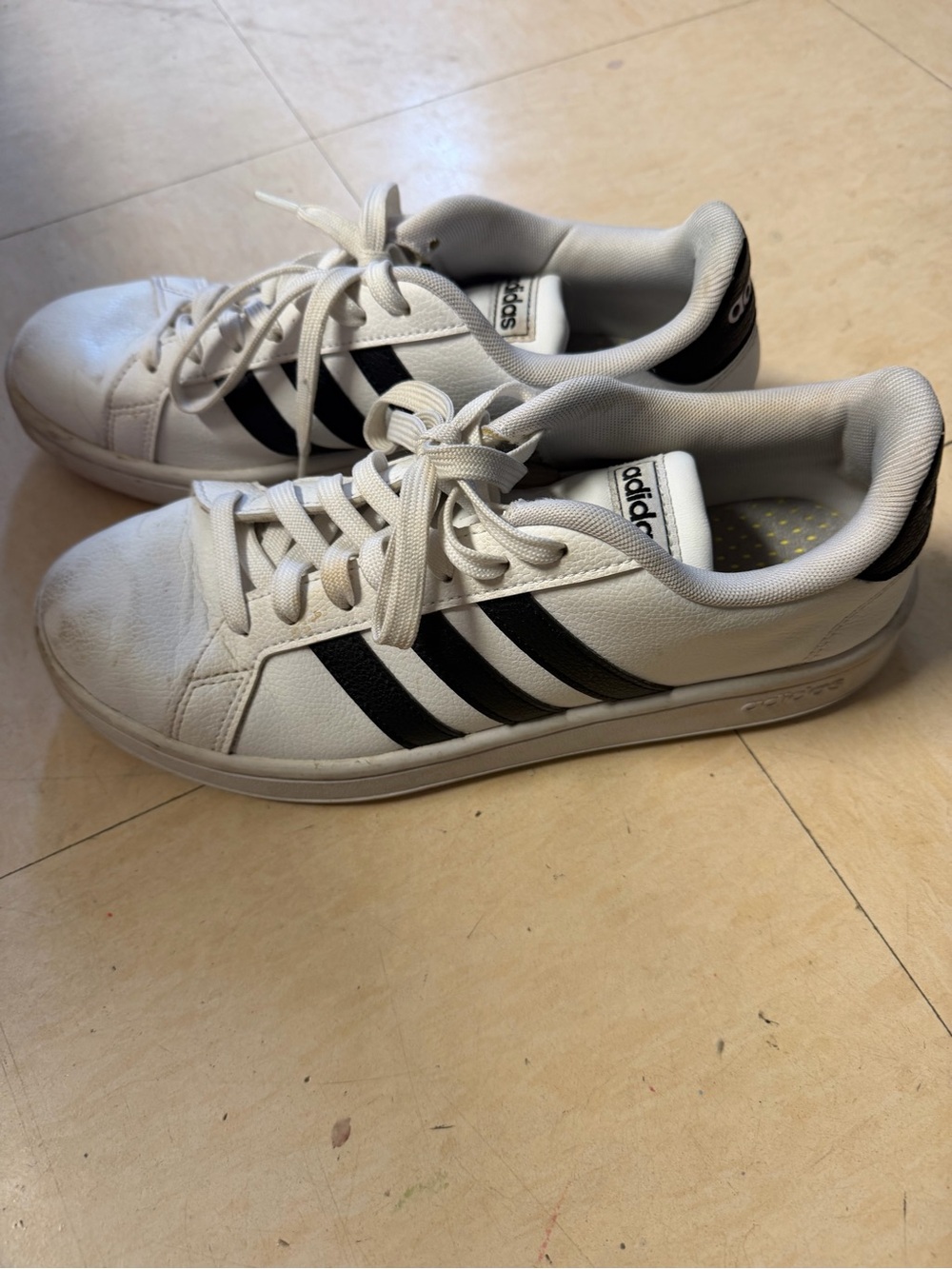 adidas White and Black Classic Three-Stripe Sneakers